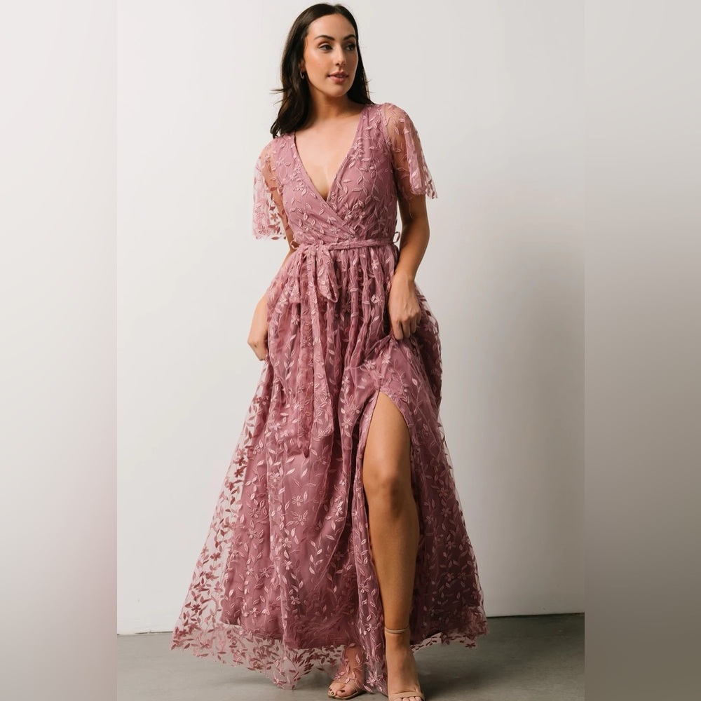 Baltic Born Dusty Rose Lace Maxi Dress